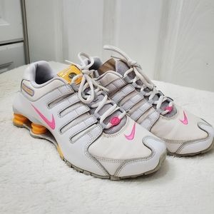 Nike Shox Neon Orange & White Lace Up Sneaker Shoes Women’s Size 8